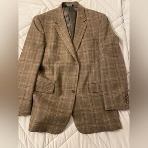 Jos. A. Bank Tan Plaid Men's Blazer, Size 43R